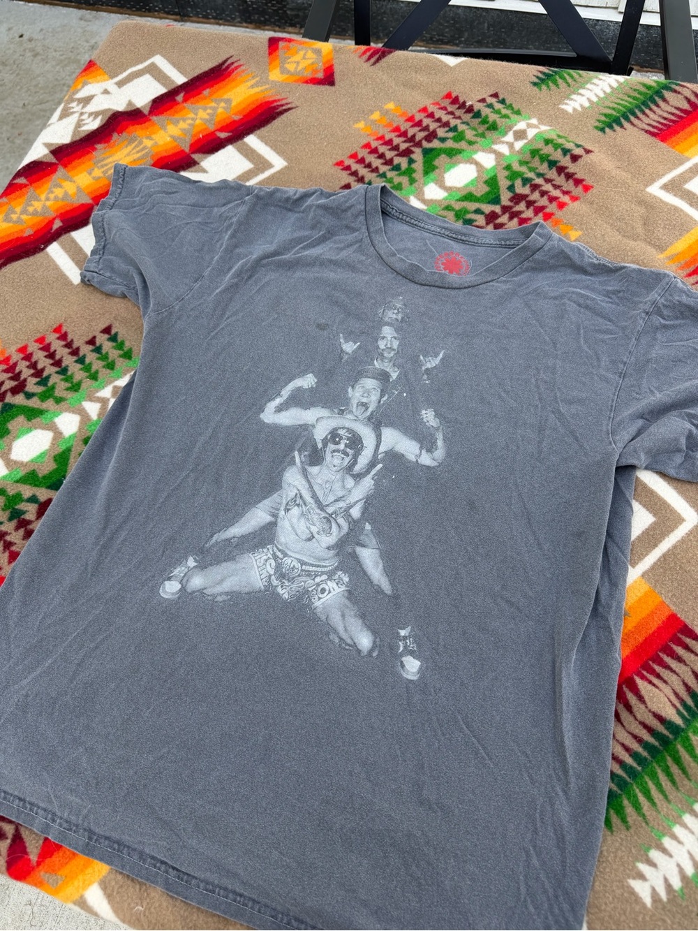 Gray Graphic Red Hot Chili Peopera Band Tee with Stacked Photo Print